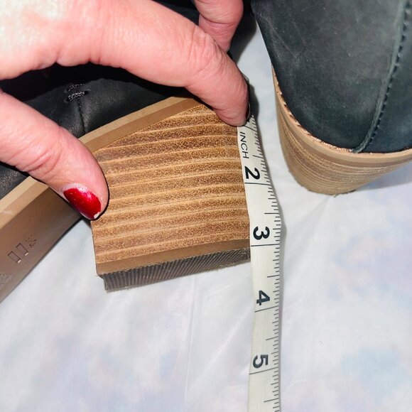 Toms Everly Faux Shearling Trim Black Block Heel Chelsea Boot Size 8.5 - Picture 12 of 12